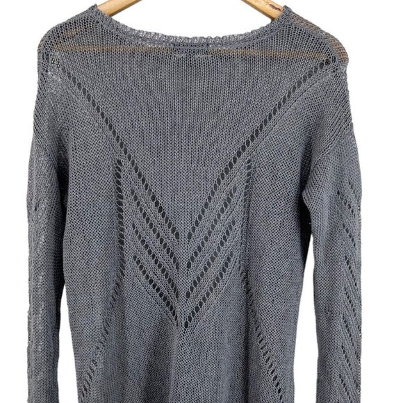 Premise Linen Blend Gray Open Knit Sweater Small - Picture 3 of 6